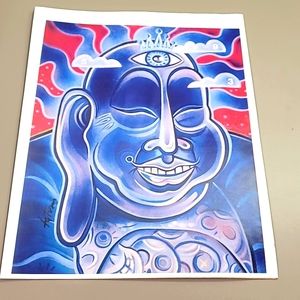 Signed Robert Tatum Buddha Street Art Print